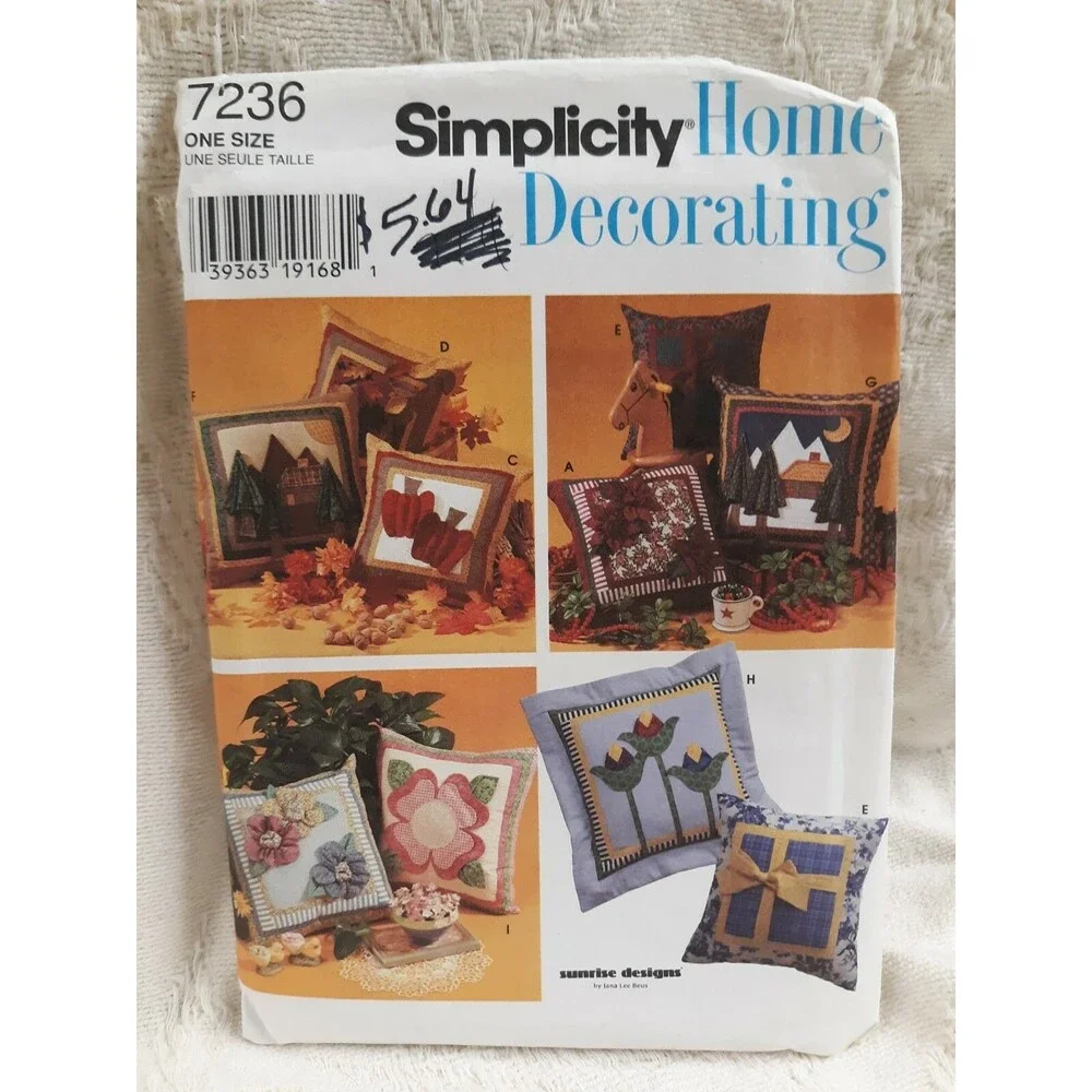 New Simplicity Home Decorating Pillow Sewing Pattern 7236 Uncut Vintage 1996
